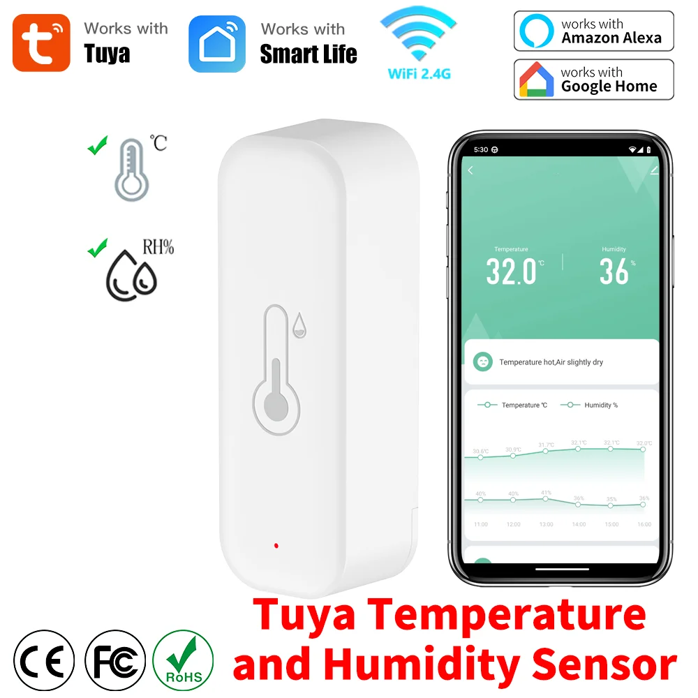 Weather Station Indoor - Tuya WiFi Temperature and Humidity Smart